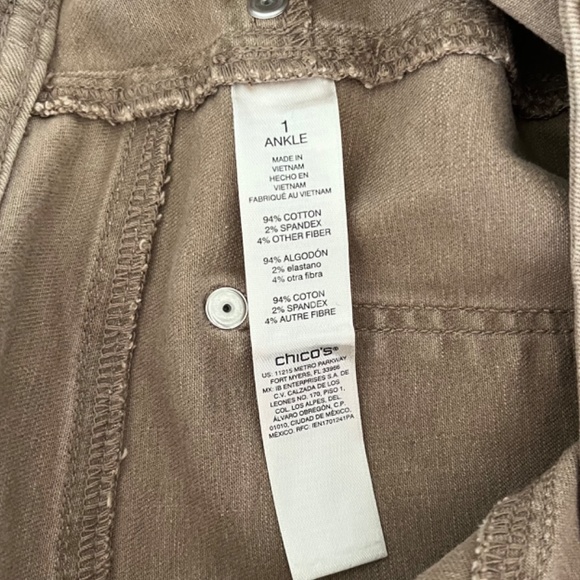 Perfect Stretch Pull on Slim Ankle Girlfriend Light Brown Jeans by Chico’s 8 - Picture 8 of 8